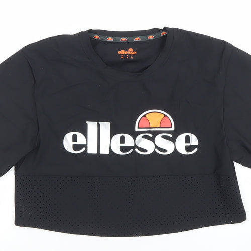 Ellesse Womens Black Cropped Logo Activewear T-Shirt Size 10