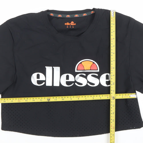 Ellesse Womens Black Cropped Logo Activewear T-Shirt Size 10