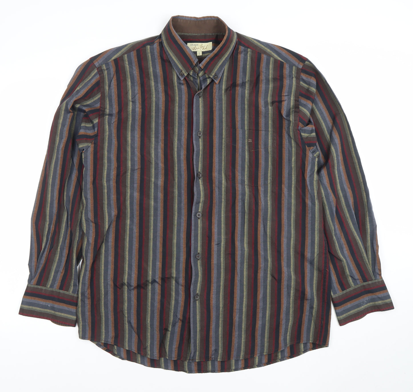 Daniel Grahame Men's Multicoloured Striped Long Sleeve Shirt Size L