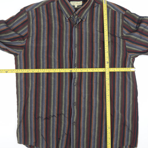 Daniel Grahame Men's Multicoloured Striped Long Sleeve Shirt Size L