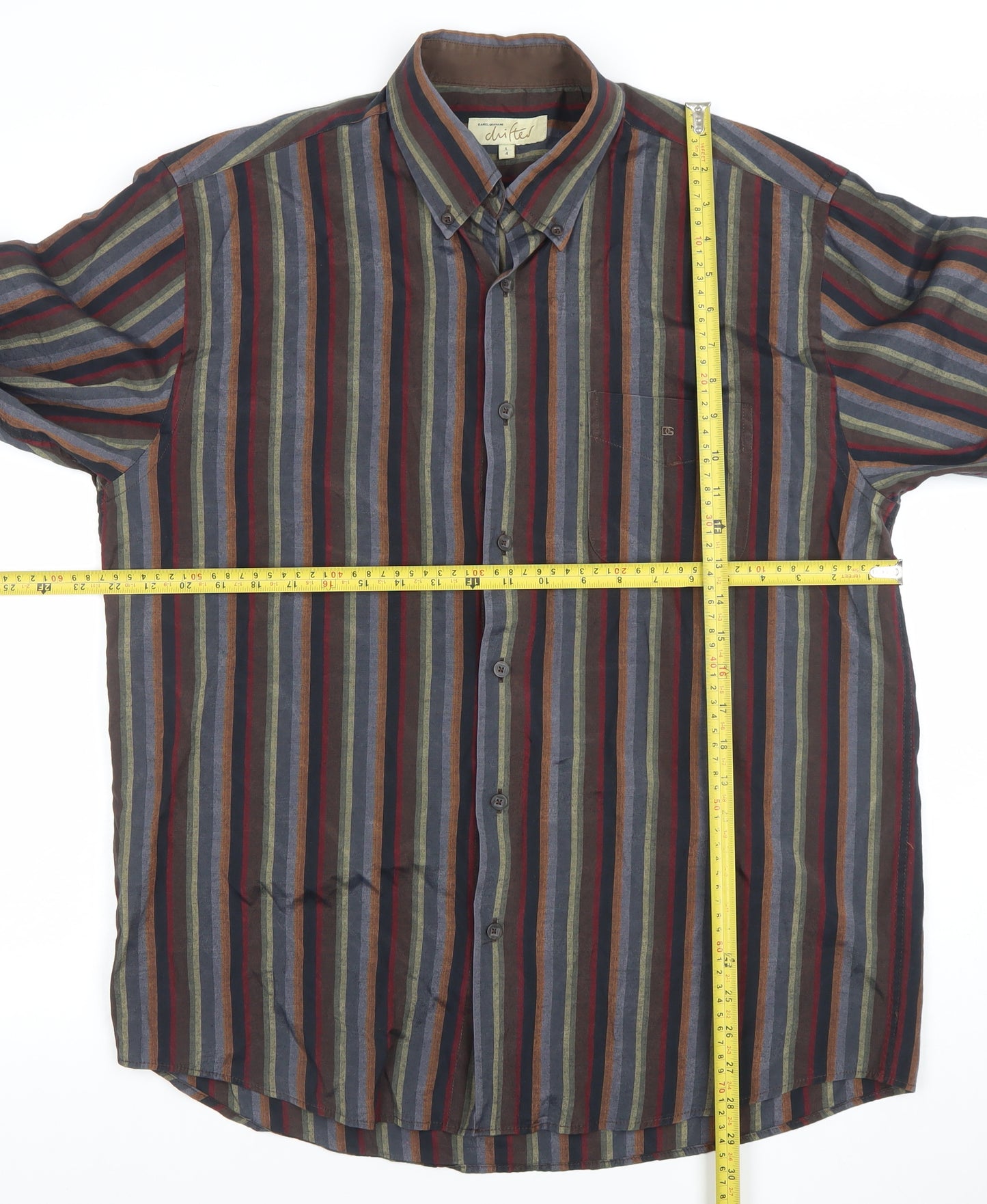 Daniel Grahame Men's Multicoloured Striped Long Sleeve Shirt Size L