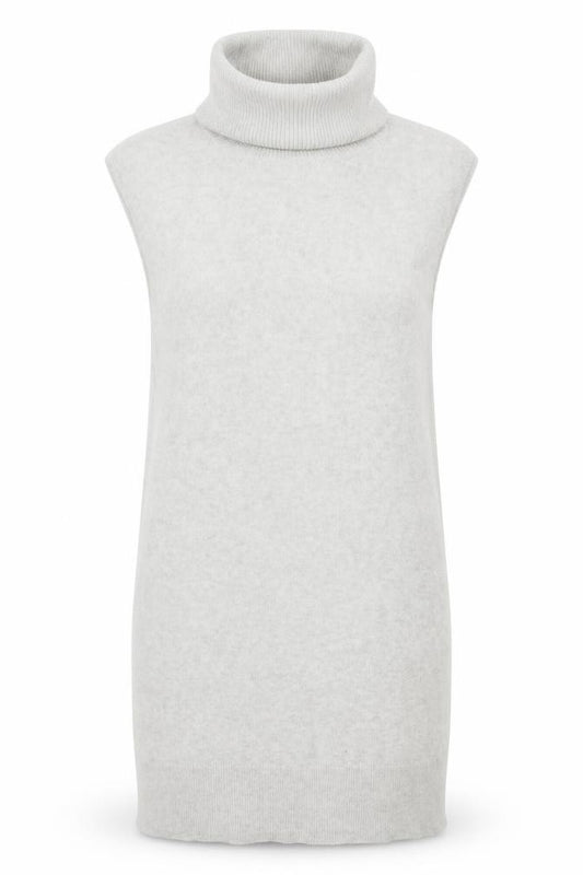 Front view of Phase Eight Women's Grey Wool Blend Roll Neck Jumper Dress, size S
