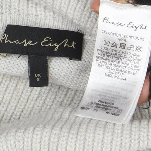 Phase Eight Women's Grey Wool Blend Roll Neck Jumper Dress Size S