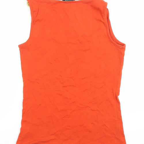 Ralph Lauren Women's Orange Cotton Scoop Neck Tank Top M