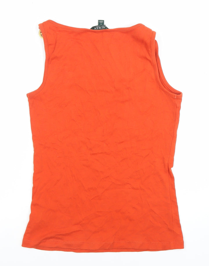 Ralph Lauren Women's Orange Cotton Scoop Neck Tank Top M