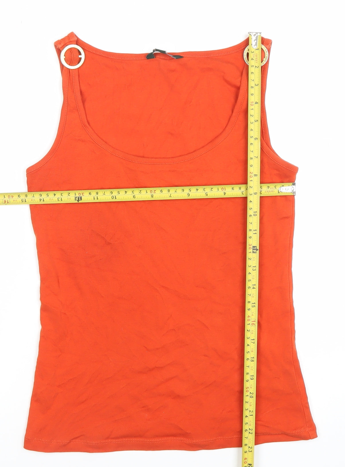 Ralph Lauren Women's Orange Cotton Scoop Neck Tank Top M