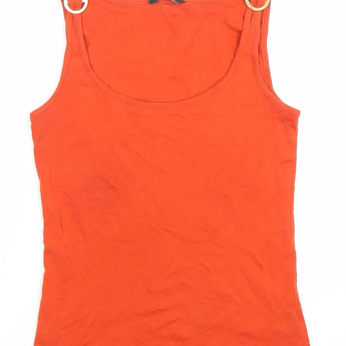 Ralph Lauren Women's Orange Cotton Scoop Neck Tank Top M