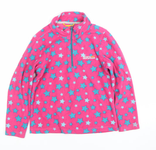 Regatta Girls Pink Star Fleece 1/2 Zip Sweatshirt - 7 Years
