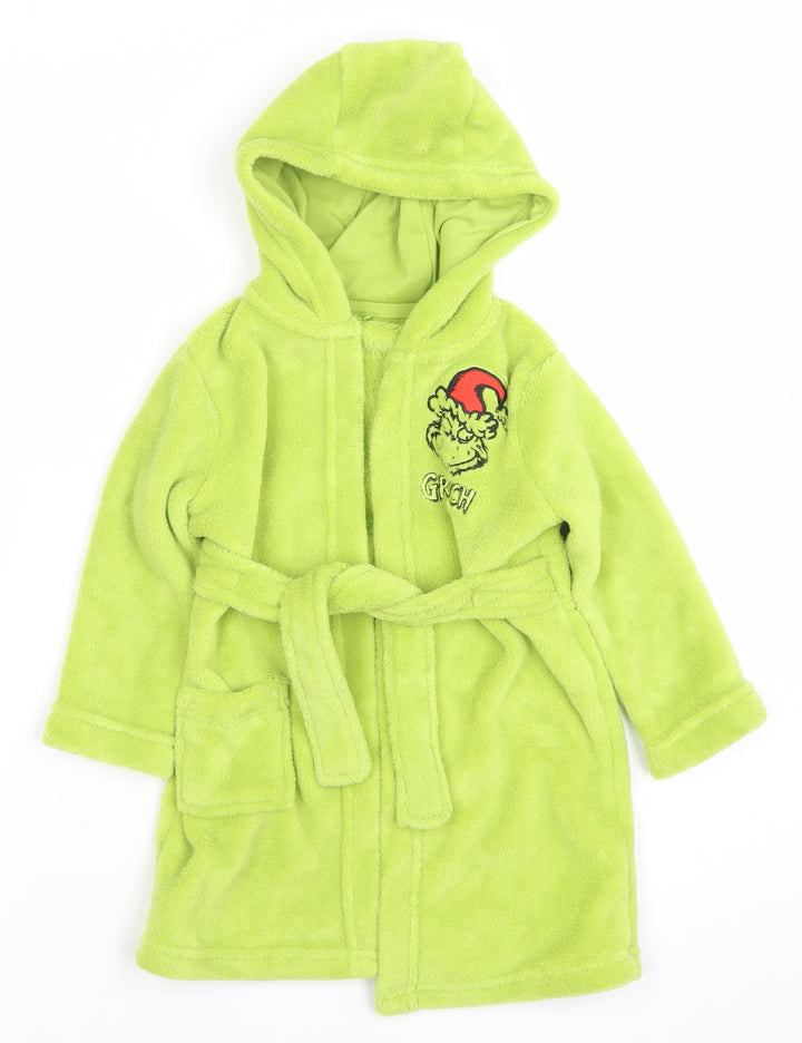 George Green Grinch Hooded Fleece Baby Robe 12-18 Months Winter Nightwear