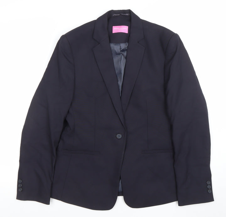 Brook Taverner Women's Black 12 Regular One-Button Blazer Jacket