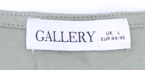 Gallery Womens Green Cotton Jersey Puff Sleeve T-Shirt Size L