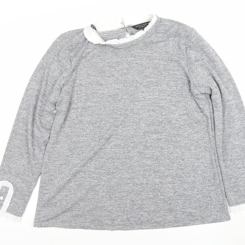 Dorothy Perkins Women’s Grey Ruffle Crew Neck Pullover Jumper Size 18