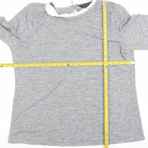 Dorothy Perkins Women’s Grey Ruffle Crew Neck Pullover Jumper Size 18