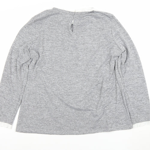 Dorothy Perkins Women’s Grey Ruffle Crew Neck Pullover Jumper Size 18