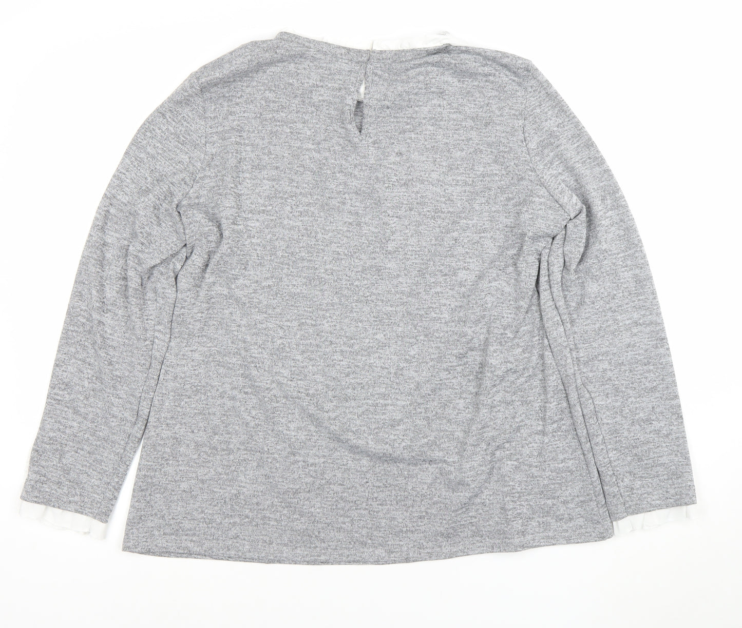 Dorothy Perkins Women’s Grey Ruffle Crew Neck Pullover Jumper Size 18