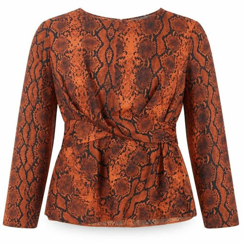 Primark Women’s Orange Snake Print Wrap Blouse UK 12 Long Sleeve Polyester