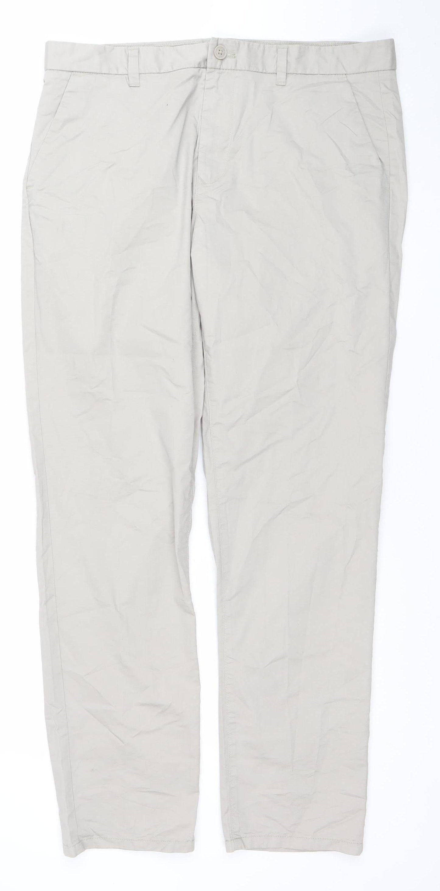 Next Supply Men's Beige Slim Chino Trousers 36L Cotton Blend