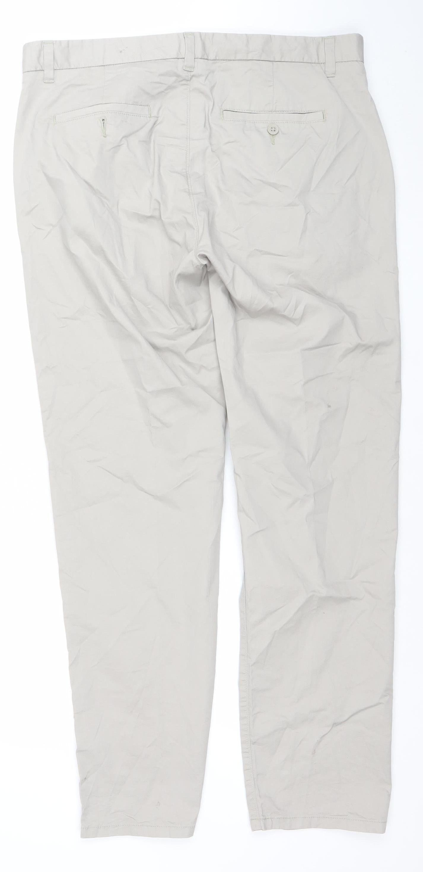 Next Supply Men's Beige Slim Chino Trousers 36L Cotton Blend