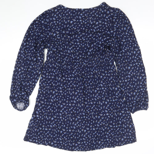 Primark Womens Blue Floral Viscose Knee Length A-Line Dress Size 10