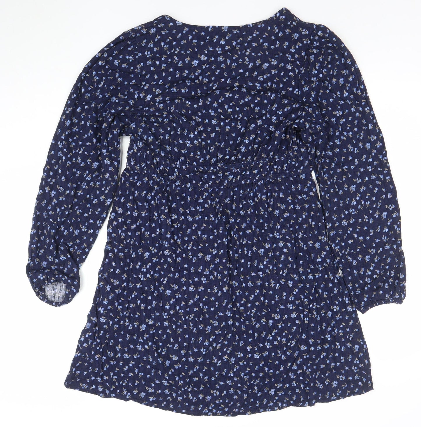 Primark Womens Blue Floral Viscose Knee Length A-Line Dress Size 10