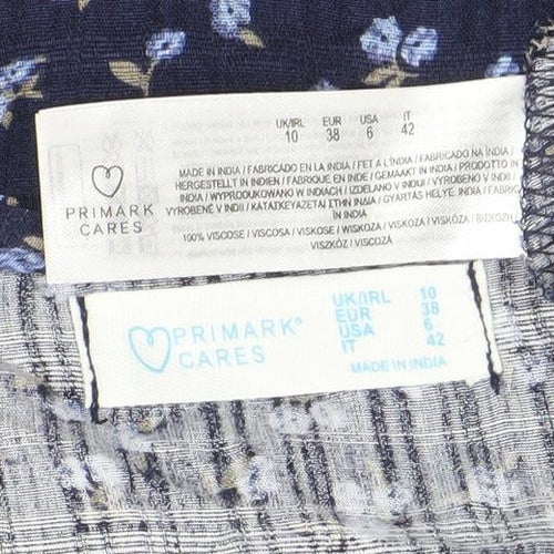 Primark Womens Blue Floral Viscose Knee Length A-Line Dress Size 10