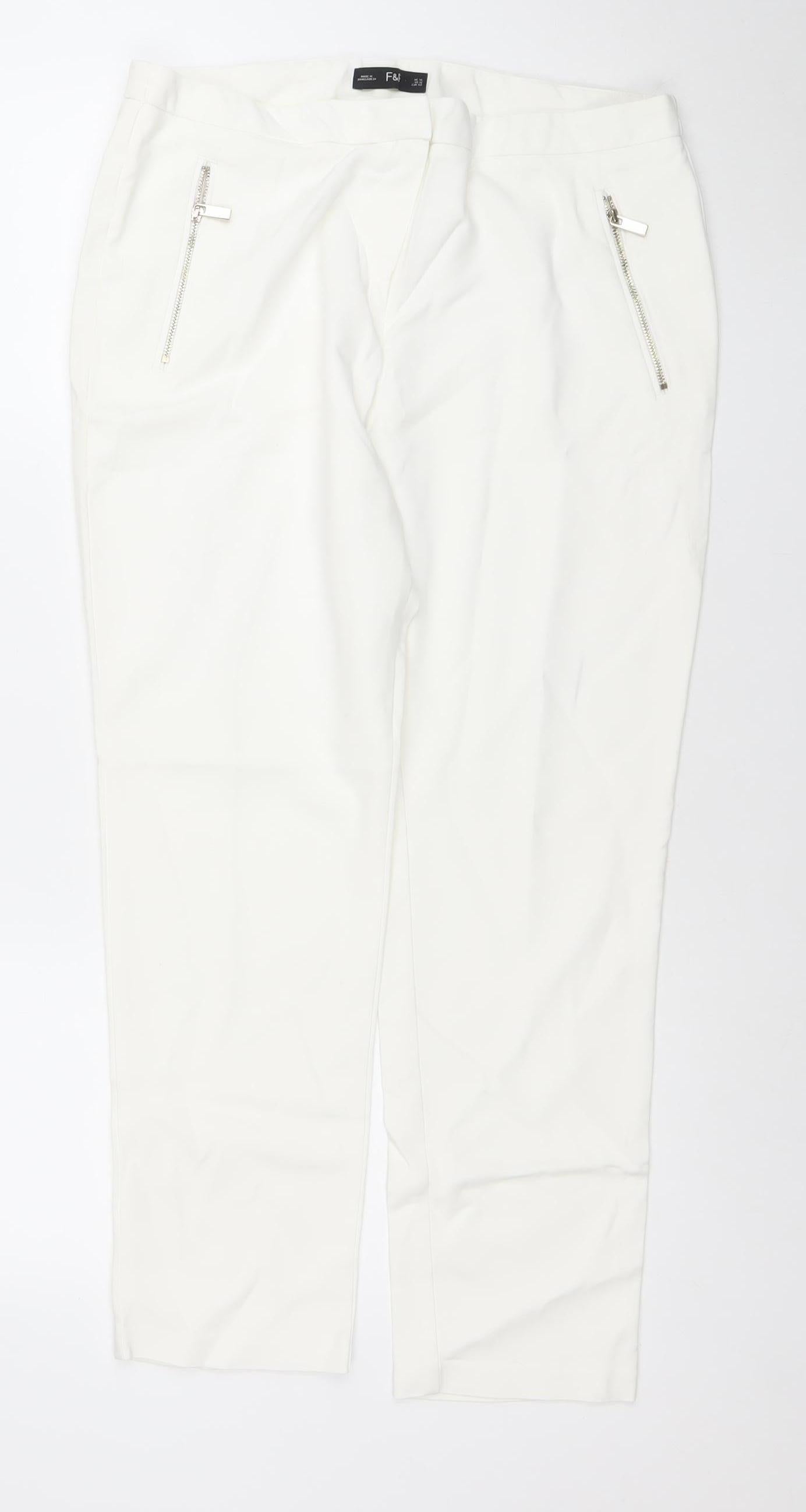 F&F Women’s Ivory Stretch Slim Trousers Size 14