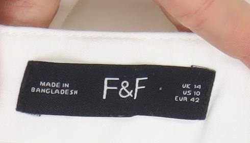 F&F Women’s Ivory Stretch Slim Trousers Size 14