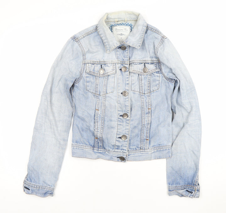 Denim Co. Women's Blue Denim Basic Jacket Size 8 Casual Style