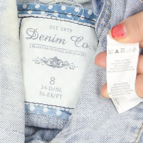 Denim Co. Women's Blue Denim Basic Jacket Size 8 Casual Style
