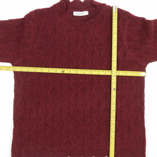 Gallery Women Red Knit Jumper Wool Blend Scallop Hem Size S