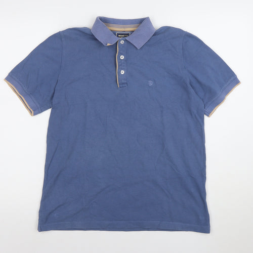 Benetti Men's Blue Cotton Polo Shirt Size M Regular Fit
