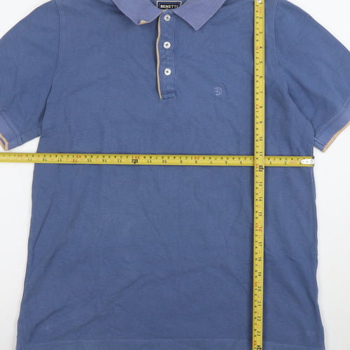 Benetti Men's Blue Cotton Polo Shirt Size M Regular Fit