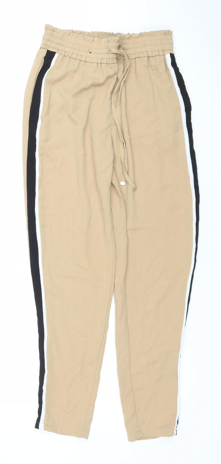 New Look Women’s Beige Jogger Trousers Size UK 6 Elastic Waist Polyester