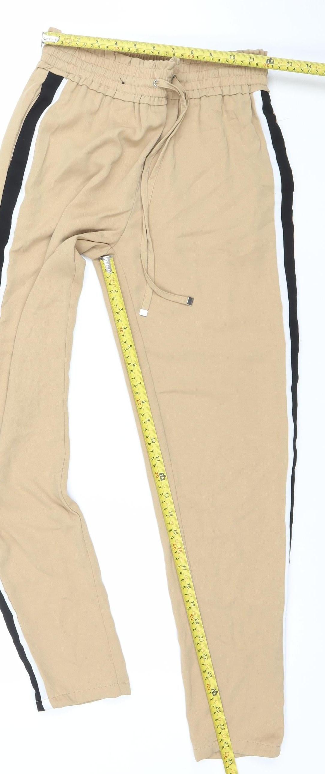 New Look Women’s Beige Jogger Trousers Size UK 6 Elastic Waist Polyester