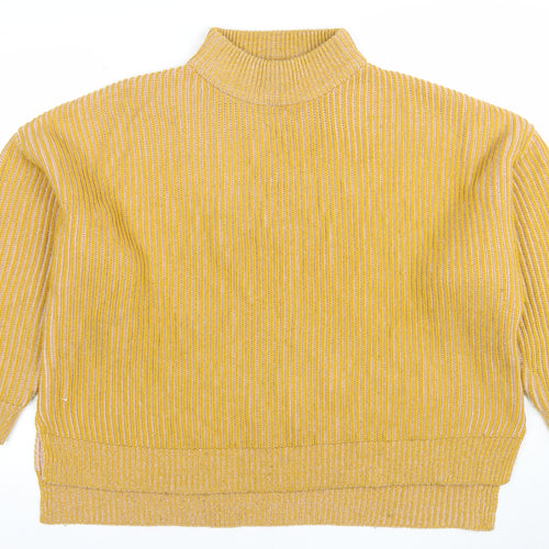 Topshop Women’s Yellow Ribbed Mock Neck Jumper Size M