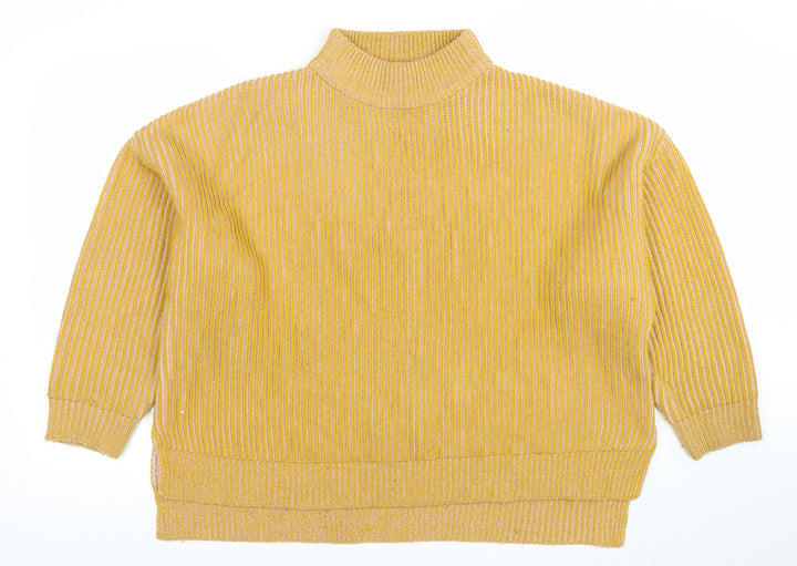 Topshop Women’s Yellow Ribbed Mock Neck Jumper Size M