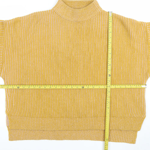 Topshop Women’s Yellow Ribbed Mock Neck Jumper Size M