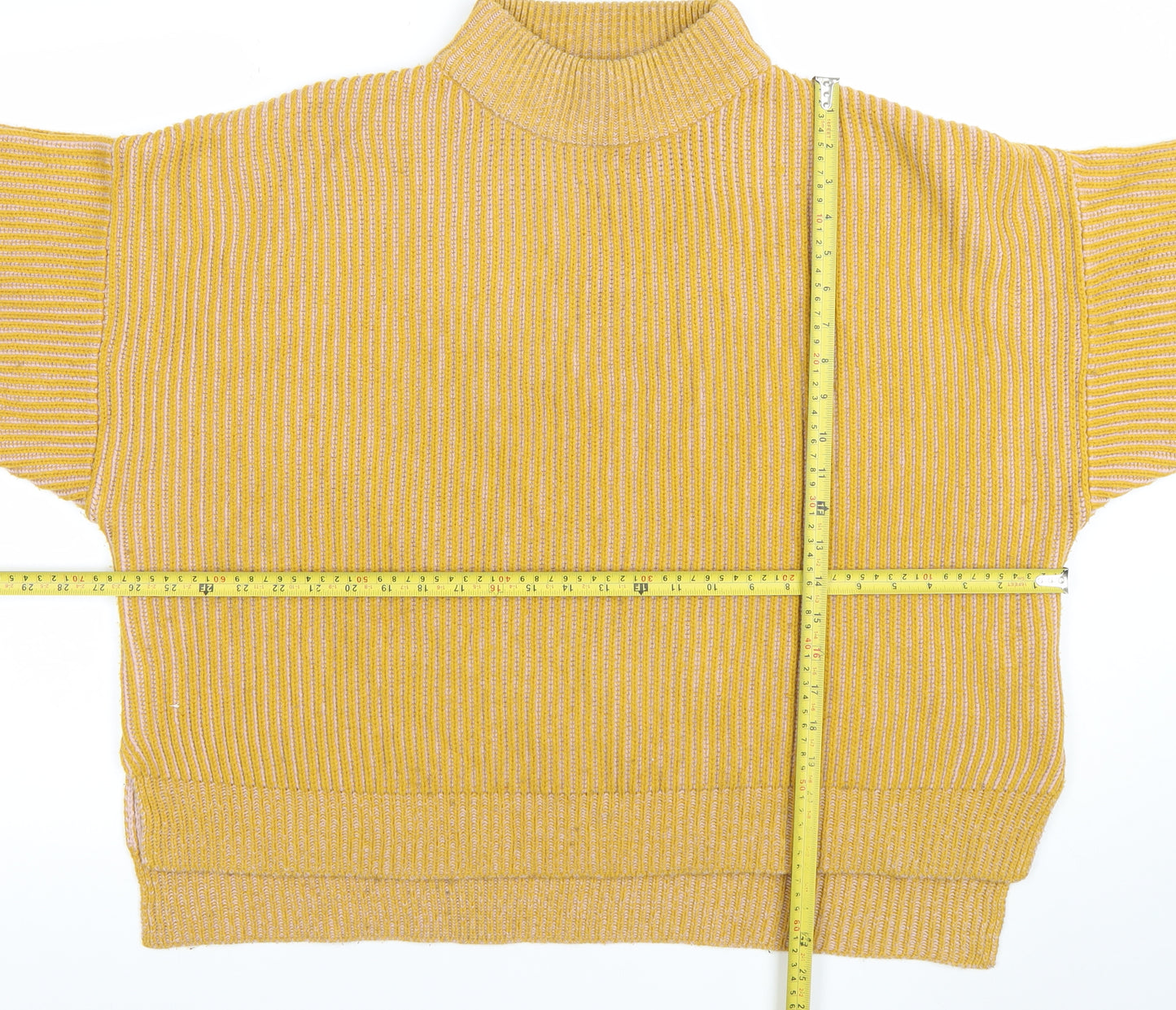 Topshop Women’s Yellow Ribbed Mock Neck Jumper Size M