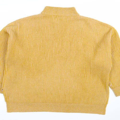 Topshop Women’s Yellow Ribbed Mock Neck Jumper Size M