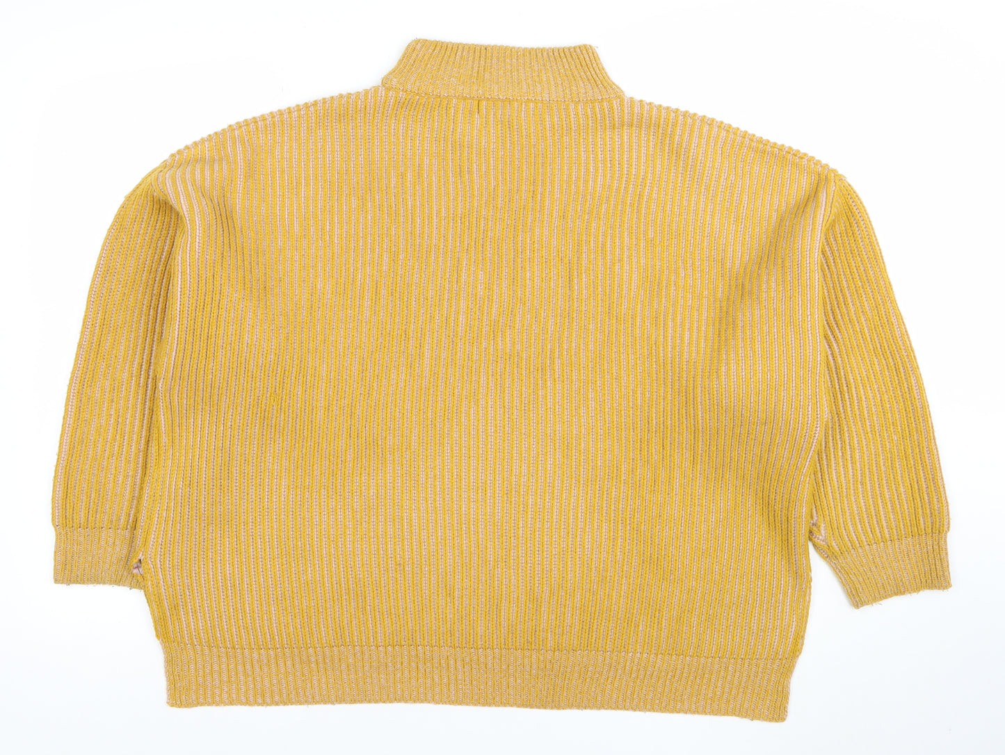 Topshop Women’s Yellow Ribbed Mock Neck Jumper Size M