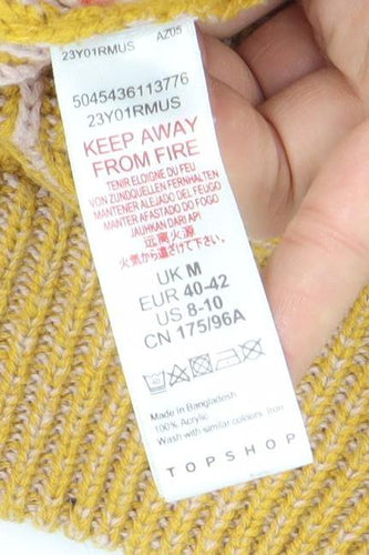 Topshop Women’s Yellow Ribbed Mock Neck Jumper Size M