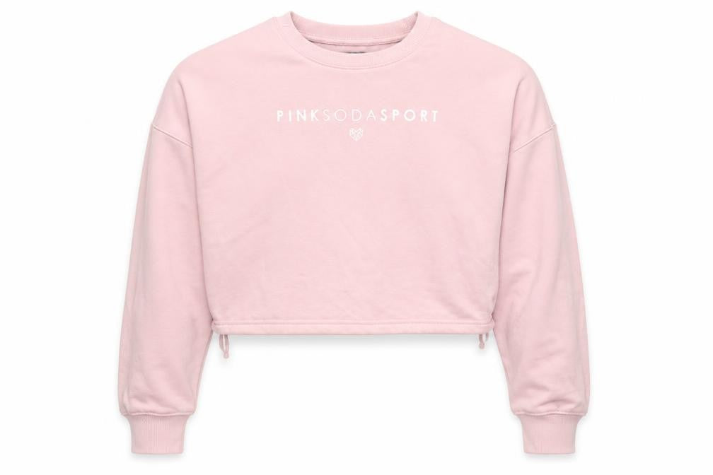 Pink Soda Sport Womens Pink Cropped Sweatshirt UK 8 XS Logo Crew Neck