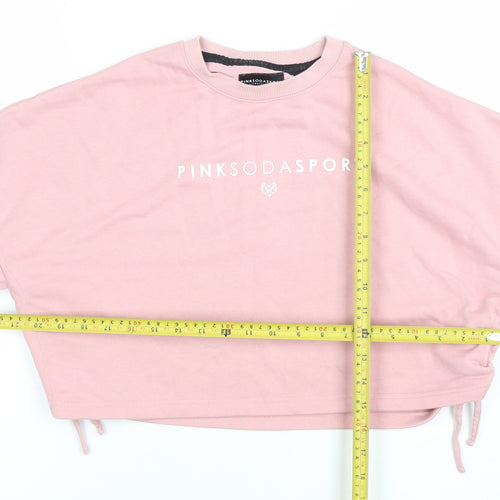 Pink Soda Sport Womens Pink Cropped Sweatshirt UK 8 XS Logo Crew Neck