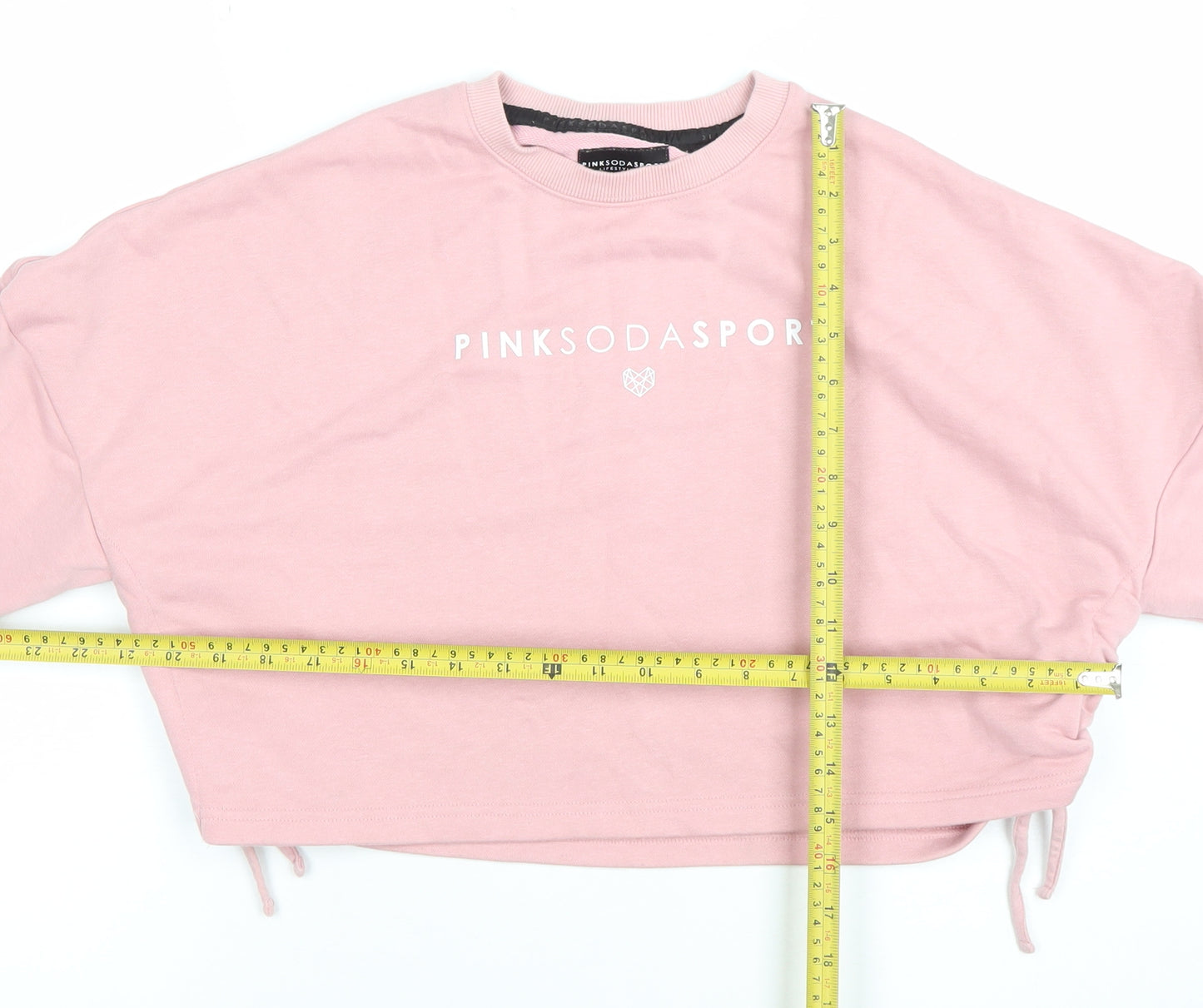 Pink Soda Sport Womens Pink Cropped Sweatshirt UK 8 XS Logo Crew Neck