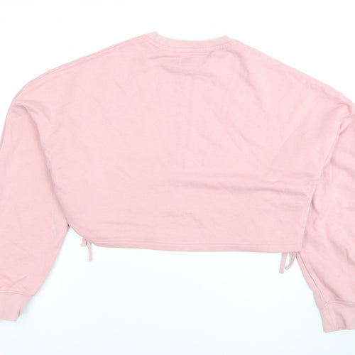 Pink Soda Sport Womens Pink Cropped Sweatshirt UK 8 XS Logo Crew Neck