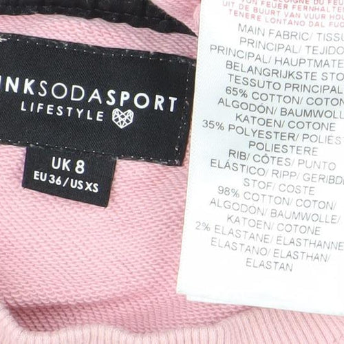 Pink Soda Sport Womens Pink Cropped Sweatshirt UK 8 XS Logo Crew Neck