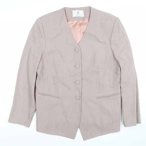 Gold by Michael H Women Beige Long Sleeve Suit Jacket Size 16 Blazer