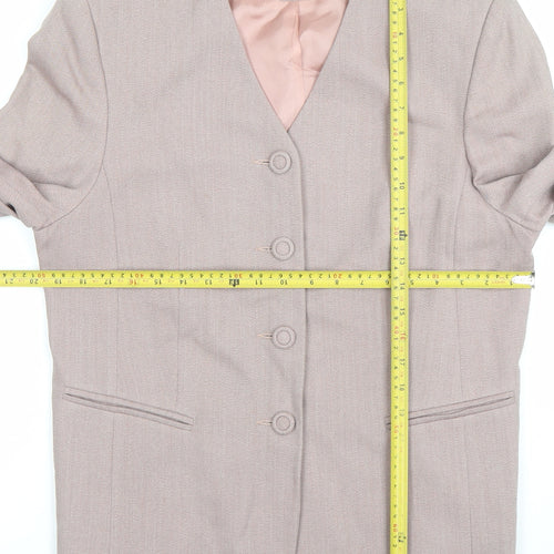Gold by Michael H Women Beige Long Sleeve Suit Jacket Size 16 Blazer