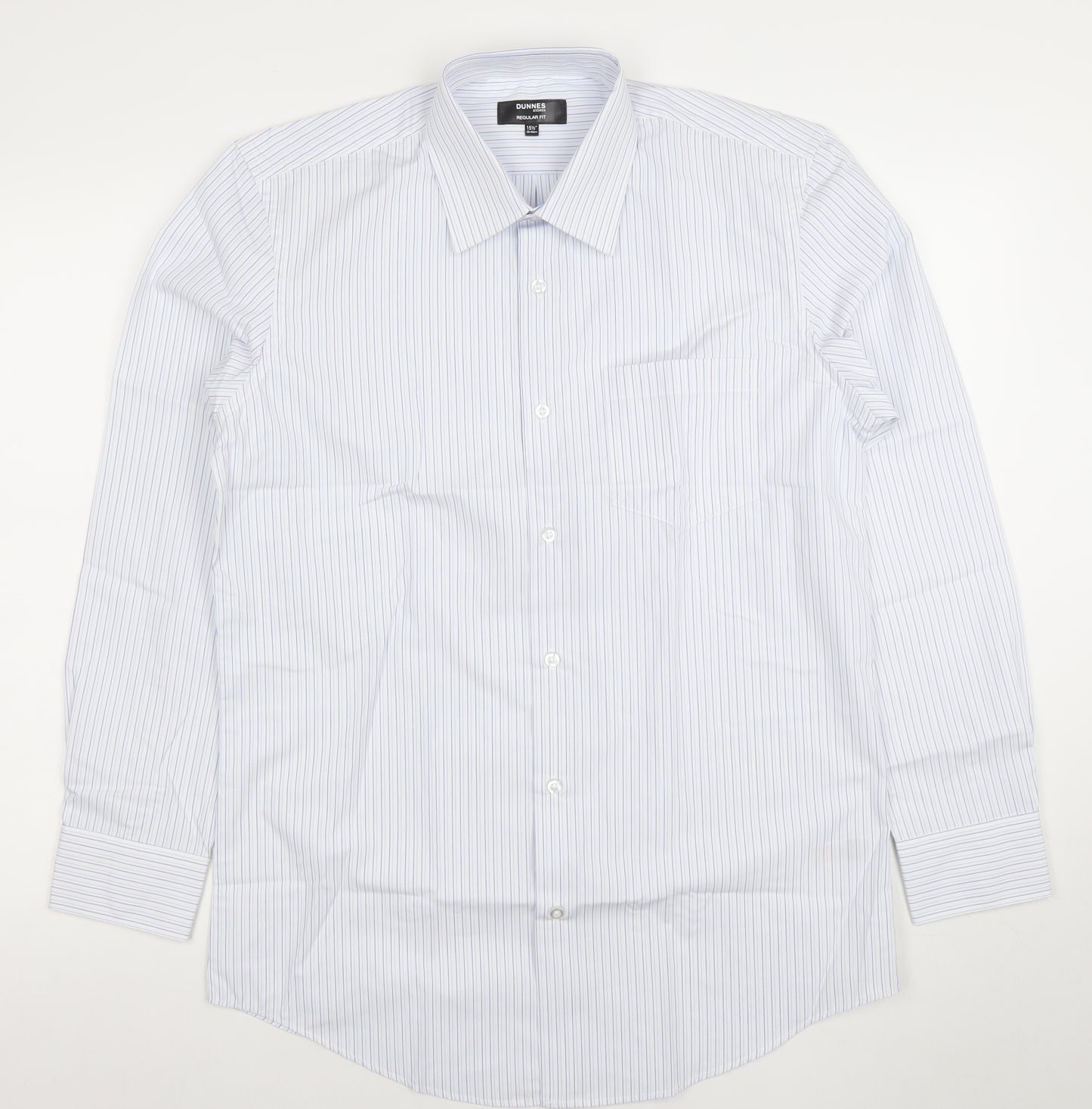 Dunnes Stores Men's Blue Striped Regular Fit 15.5in Cotton Shirt
