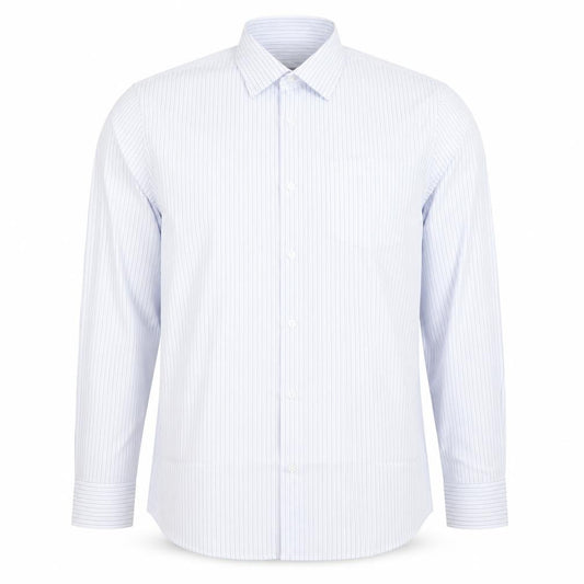 Front view of Dunnes Men's Blue Striped Regular Fit 15.5in Cotton Shirt